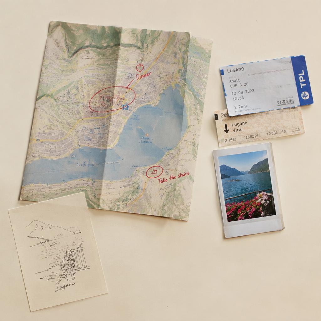 Travel maps and ticket stubs